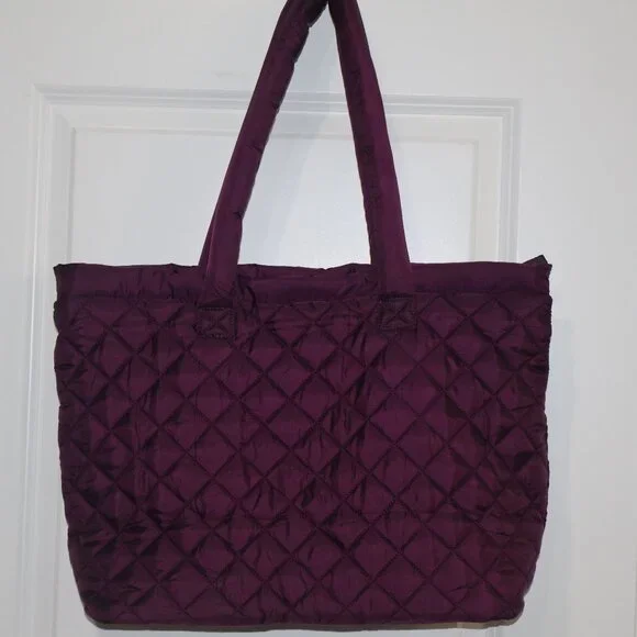 Reebok Barbara Quilted Dark Purple Tote Bag 17L NWT - Picture 7 of 11